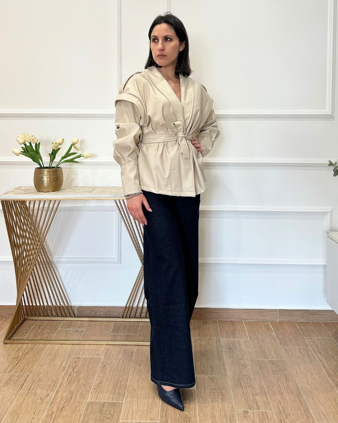 Giubbino Ecopelle Belted | Nuluxe Shop