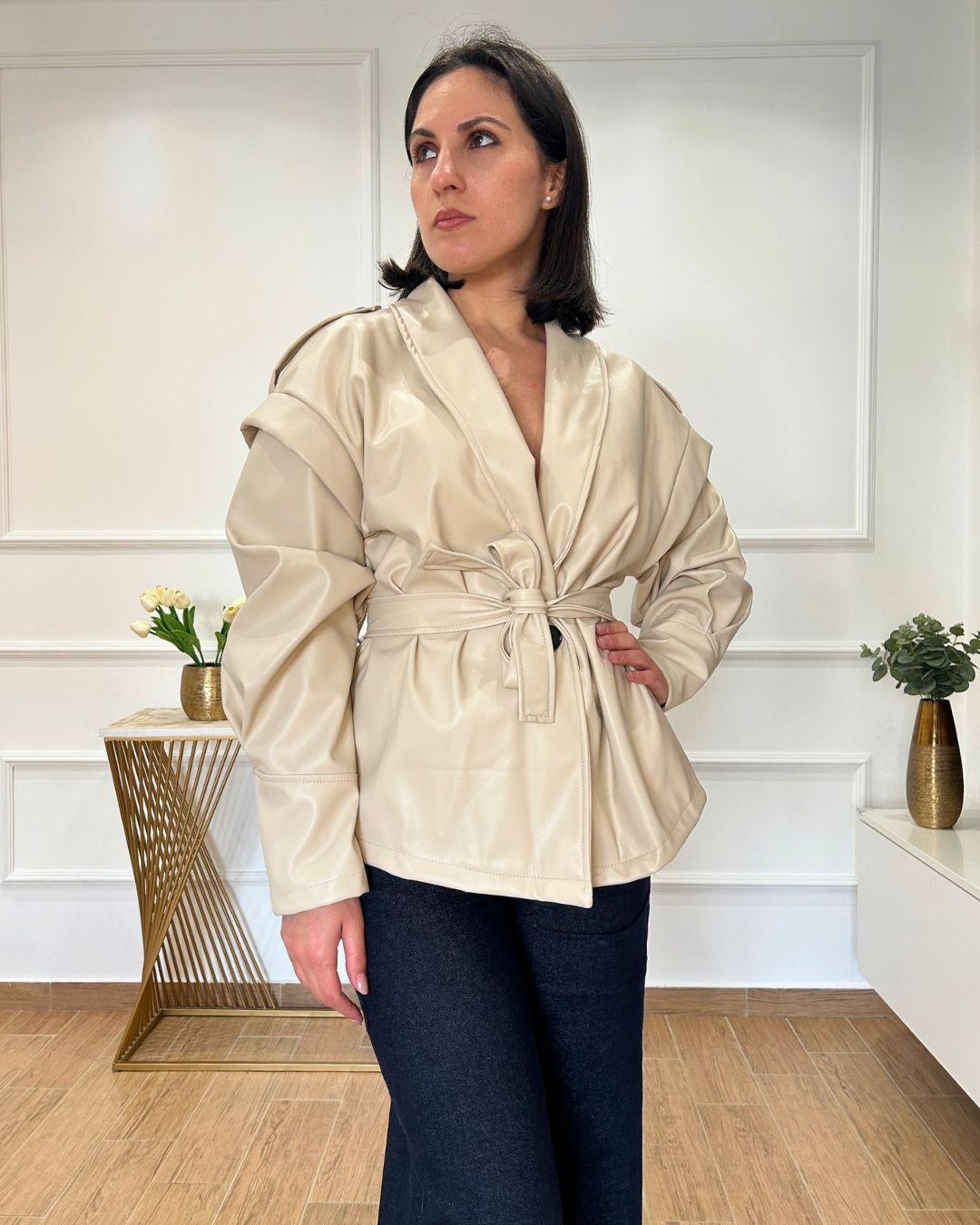 Giubbino Ecopelle Belted | Nuluxe Shop