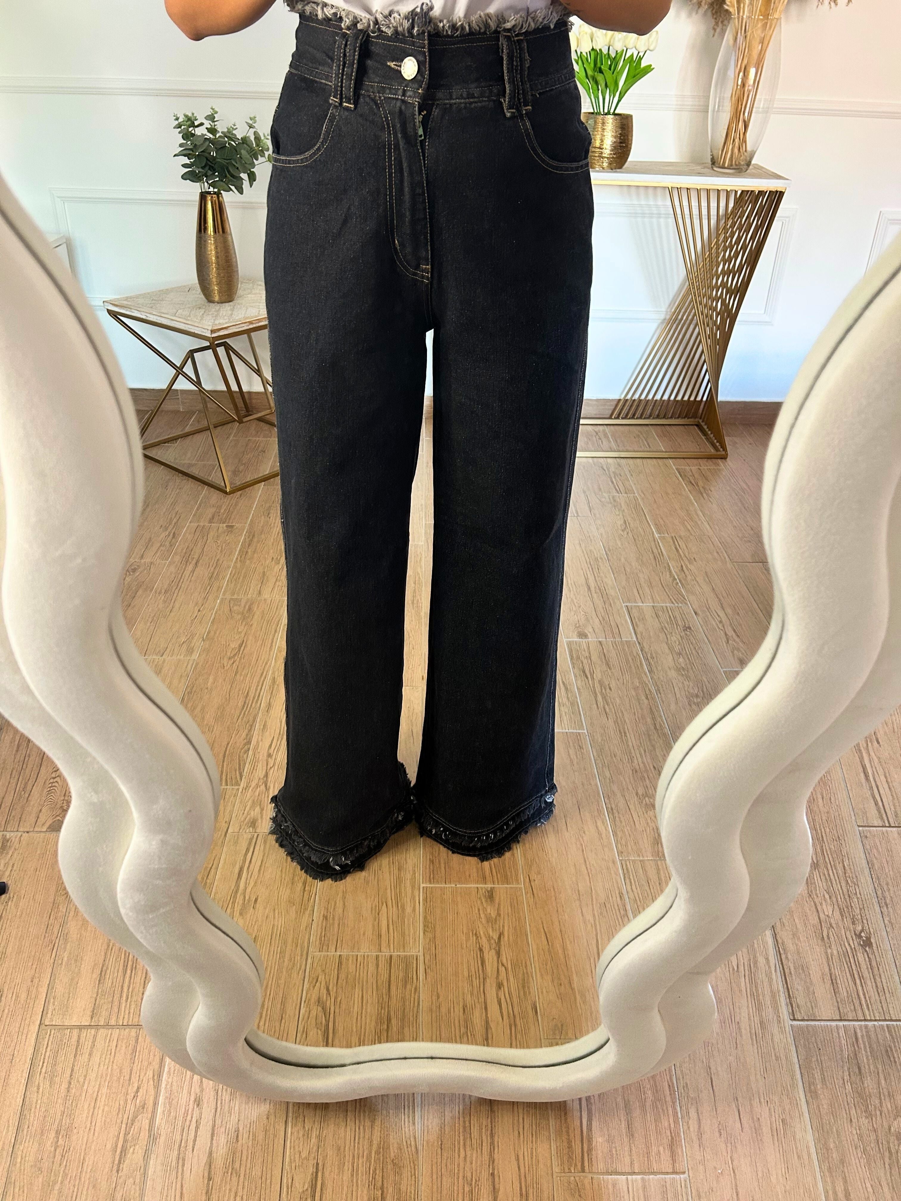 Jeans Wide Sfrangiato | Nuluxe Shop