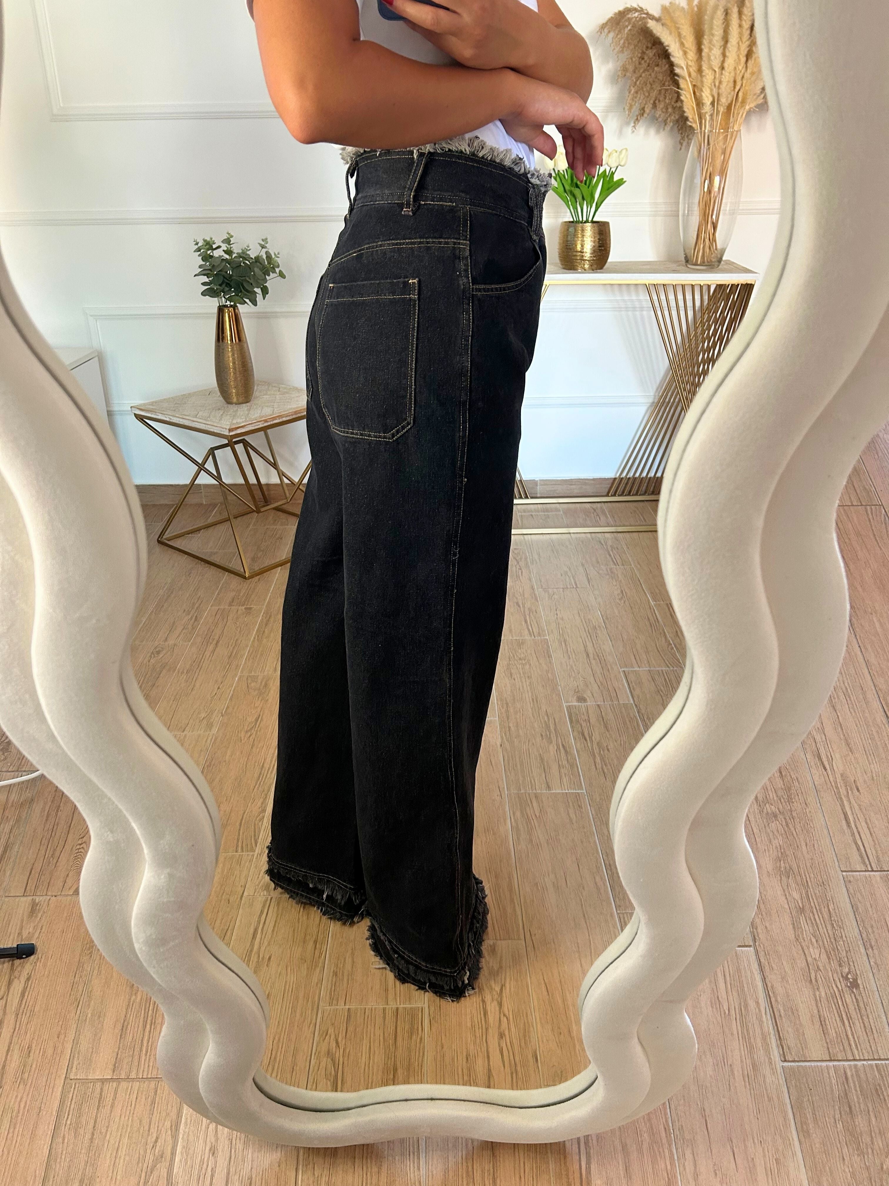 Jeans Wide Sfrangiato | Nuluxe Shop