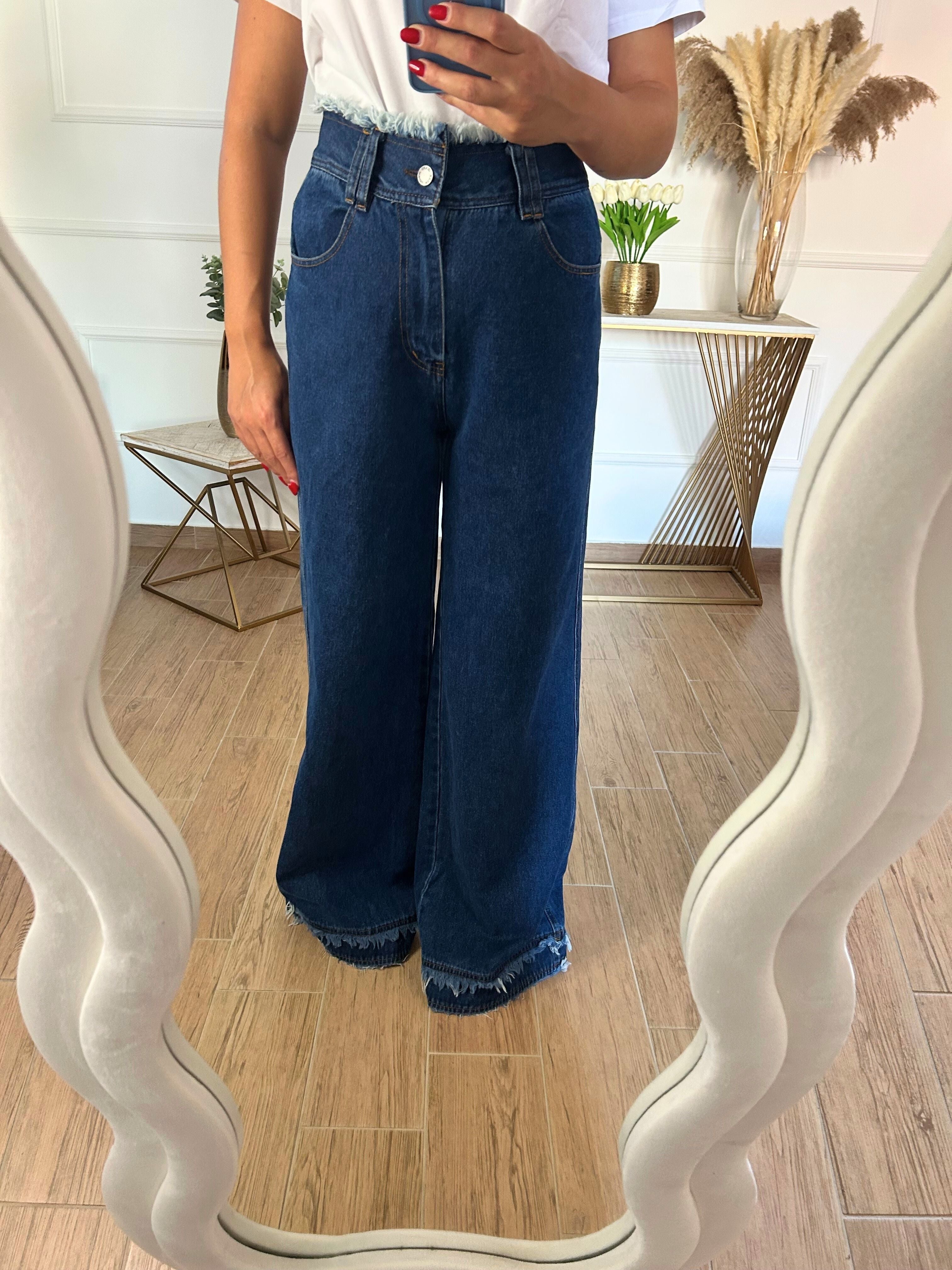 Jeans Wide Sfrangiato | Nuluxe Shop